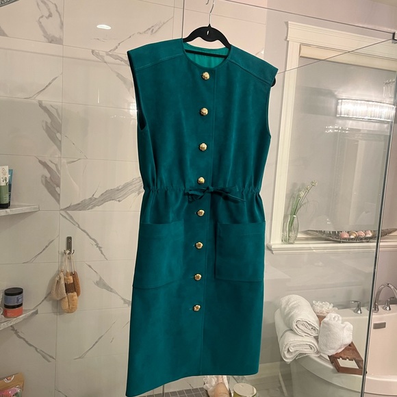 Dressing, rich, extremely rare, find, genuine, ultra, suede jumper dress, size 8 - Picture 9 of 17